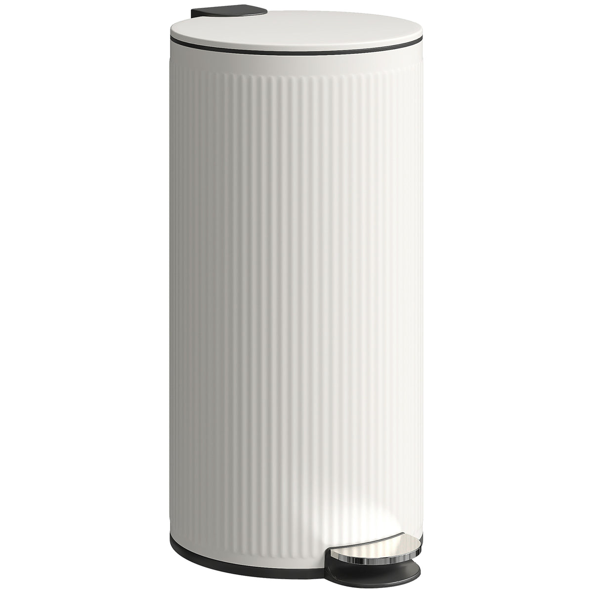 Prullenbak 30 L pedaalemmer met softclose-deksel en pedaal, metalen binnenemmer, zwart, 36 x 30 x 60,5 cm