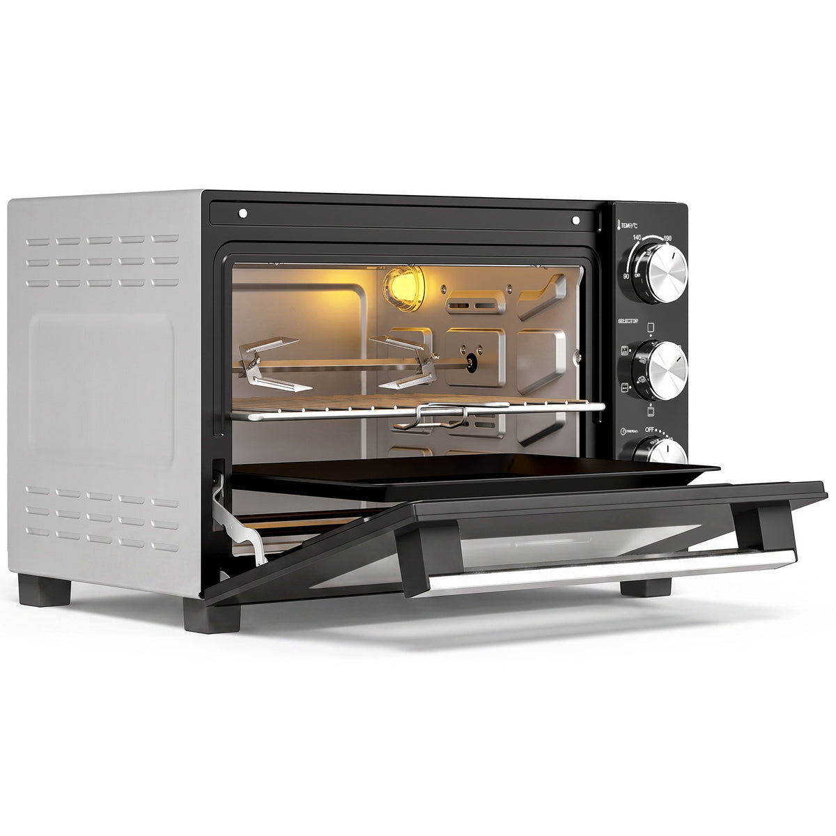 36 L minioven met hetelucht, 90–230 °C temperatuurregeling, 1500 W