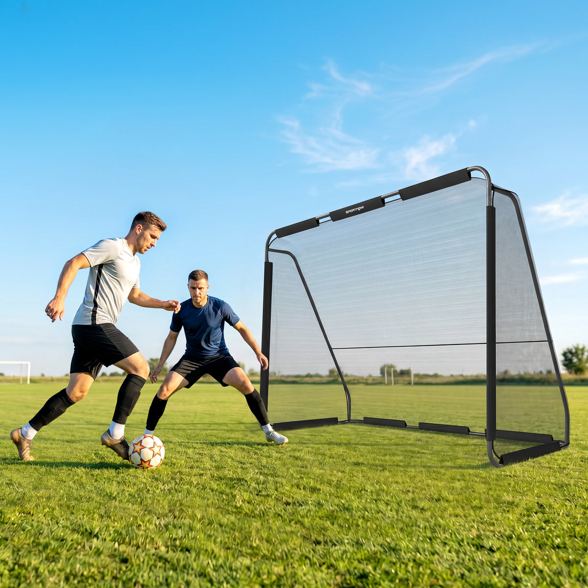 Voetbaldoel voor tuin groot 300 x 200 cm jongeren & volwassenen buitendoel met scheurbestendig doelnet afgeronde (2)