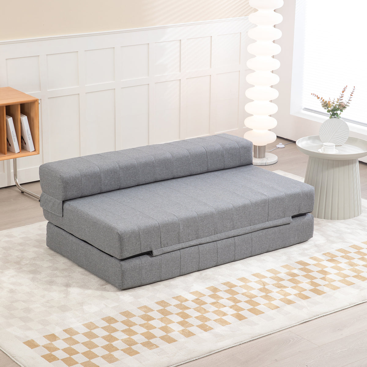Opklapbare fauteuil met slaapfunctie, logeerbed, opvouwbaar, tot 250 kg, 138x80x50 cm, grijs (2)