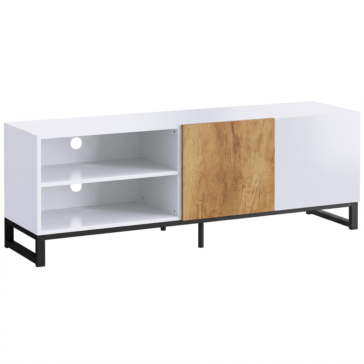 Tv-meubel voor tv's tot 55 inch, modern tv-meubel met verstelbare legplanken, wit