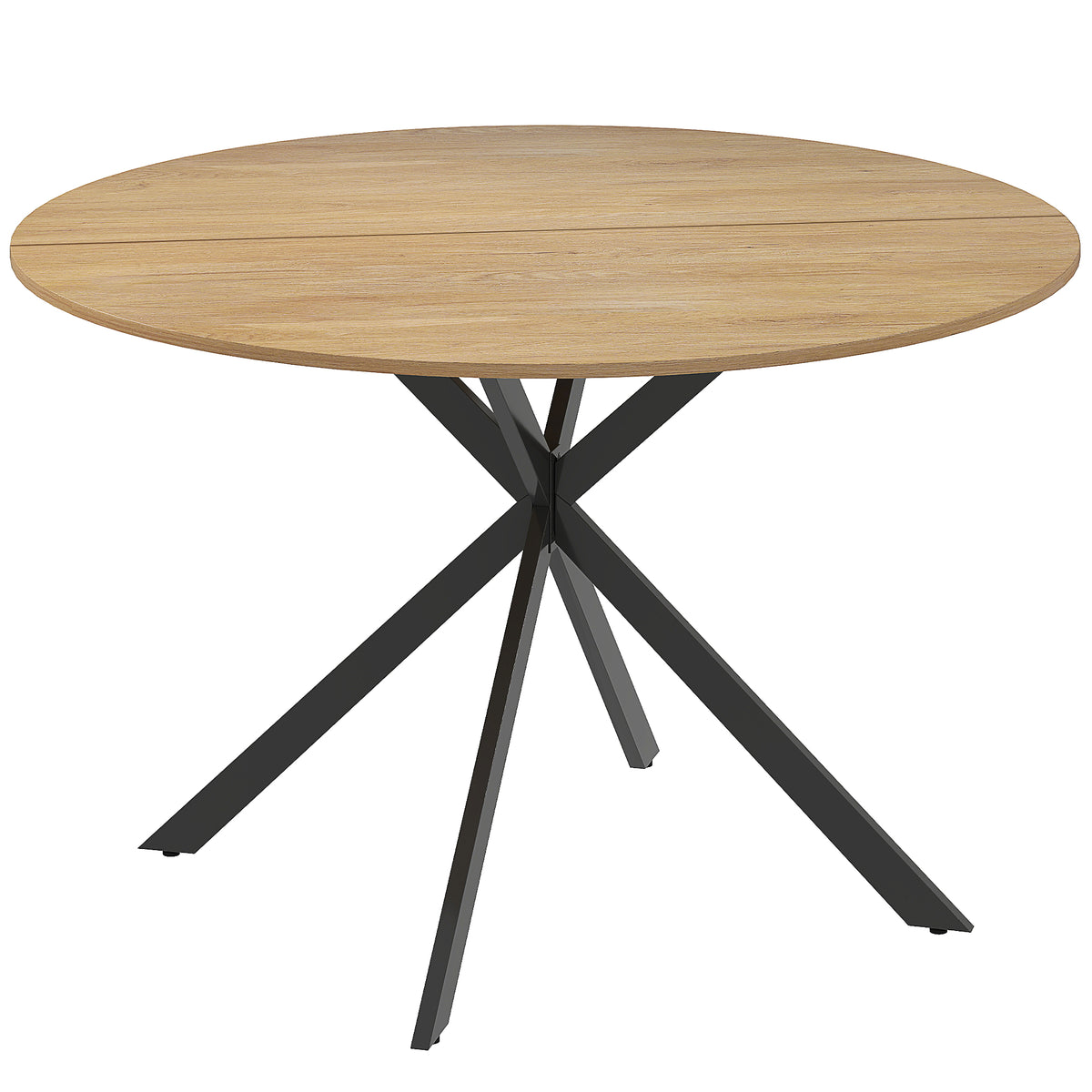 Ronde eettafel voor 4 personen, industriële keukentafel met stalen poten, voor eetkamer, keuken, eiken