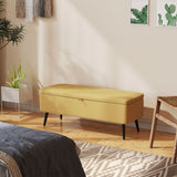 Zitbank, opbergbank, gestoffeerde bank, linnenlook, tot 150kg, 101x38,5x44,5 cm, geel (10)