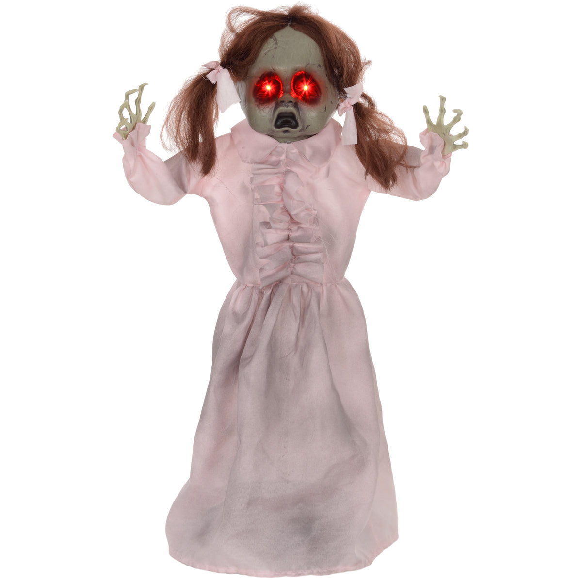 Horrorpop, Halloweendecoratie, geactiveerd door geluid/aanraking, rode ogen, geluid, 76 cm