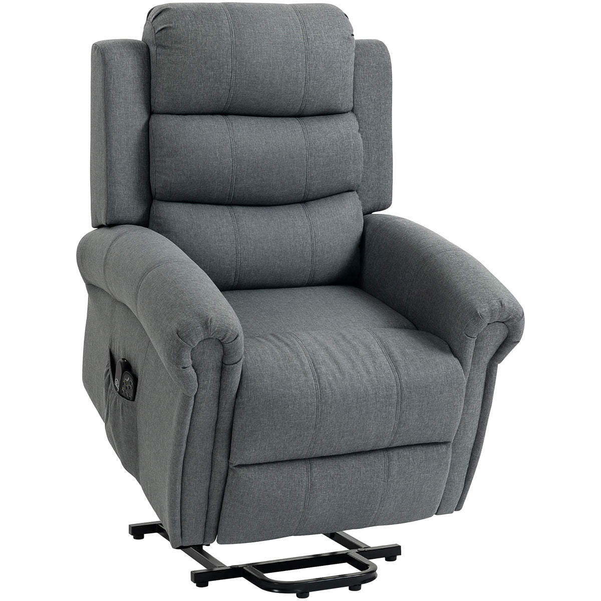 Massagestoel met sta-opfunctie, relaxfauteuil, vibratiekoppen, met kantelfunctie, linnenlook, grijs