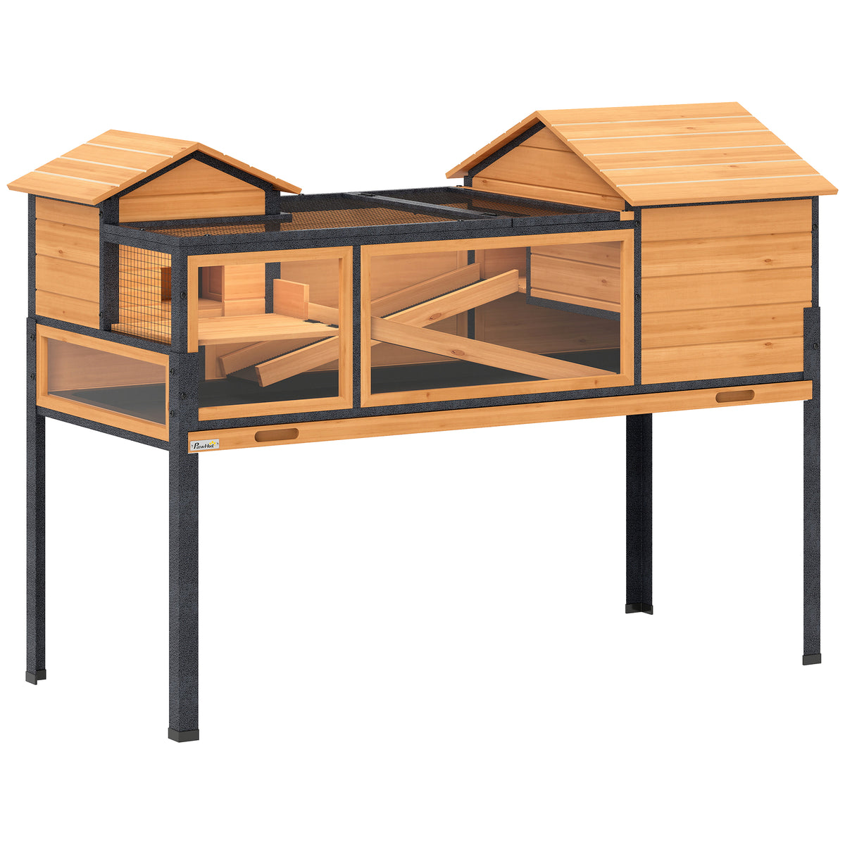 Schildpaddenverblijf, klein dierenverblijf, 2 kamers, 2 verdiepingen, raam, hellingen, accessoires, hout, staal