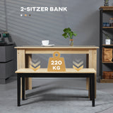 Moderne zitbank voor 2 personen, houten bank, massief hout, gelakt, natuur + zwart (4)