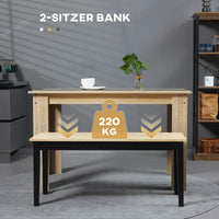 Moderne zitbank voor 2 personen, houten bank, massief hout, gelakt, natuur + zwart (4)