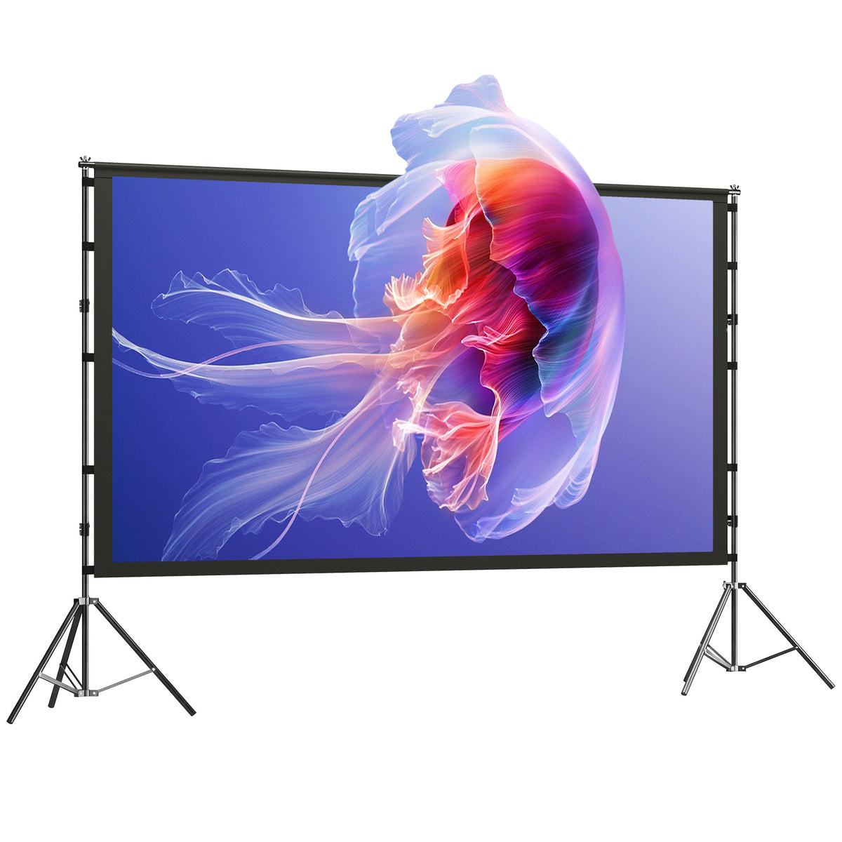 100 inch 16:9 HD 4K/8K projectiescherm met standaard, draagbaar dubbelzijdig scherm met inklapbare statieven
