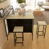 Barset, 2 barkrukken & 1 barstafel, vlekbestendig, stabiel, stalen frame, zwart/eiken (8)