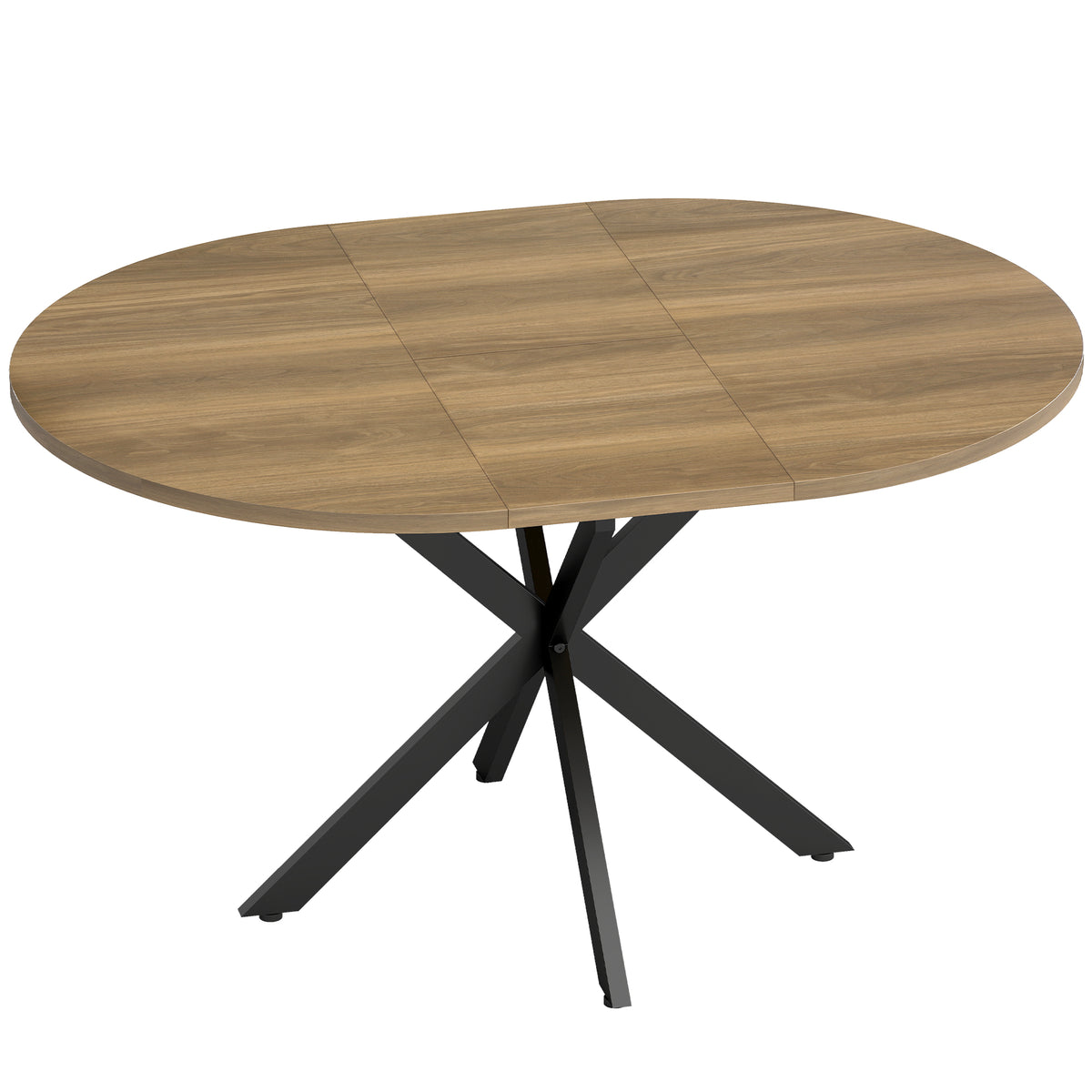 Uitschuifbare eettafel voor 4-6 personen, keukentafel in industriële look met spinpoot, bruine houtlook