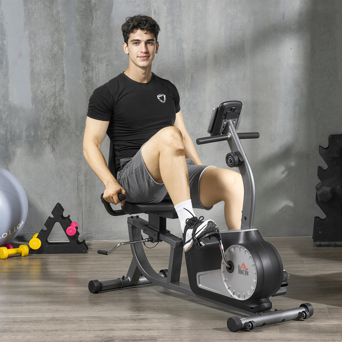 Hometrainer met 8 weerstandsniveaus 122-137 x 62 x 103cm Staal Grijs+Zwart+Zilver (2)