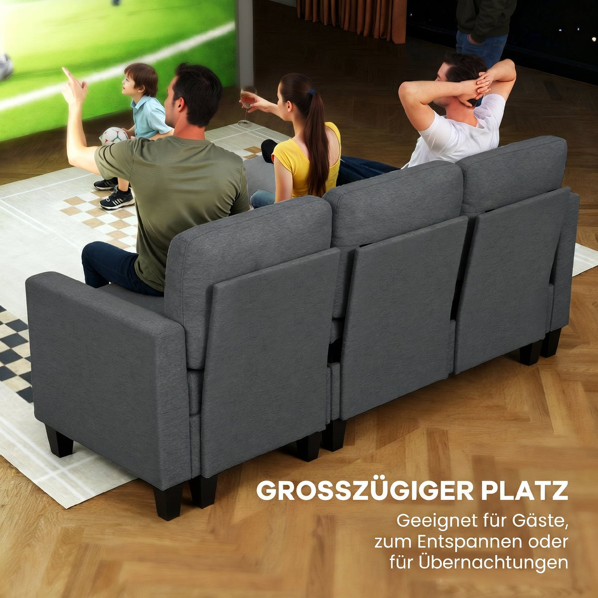 Hoekbank met slaapfunctie en opbergruimte, L-vorm slaapbank met verstelbare chaise longue, voor appartement en (4)
