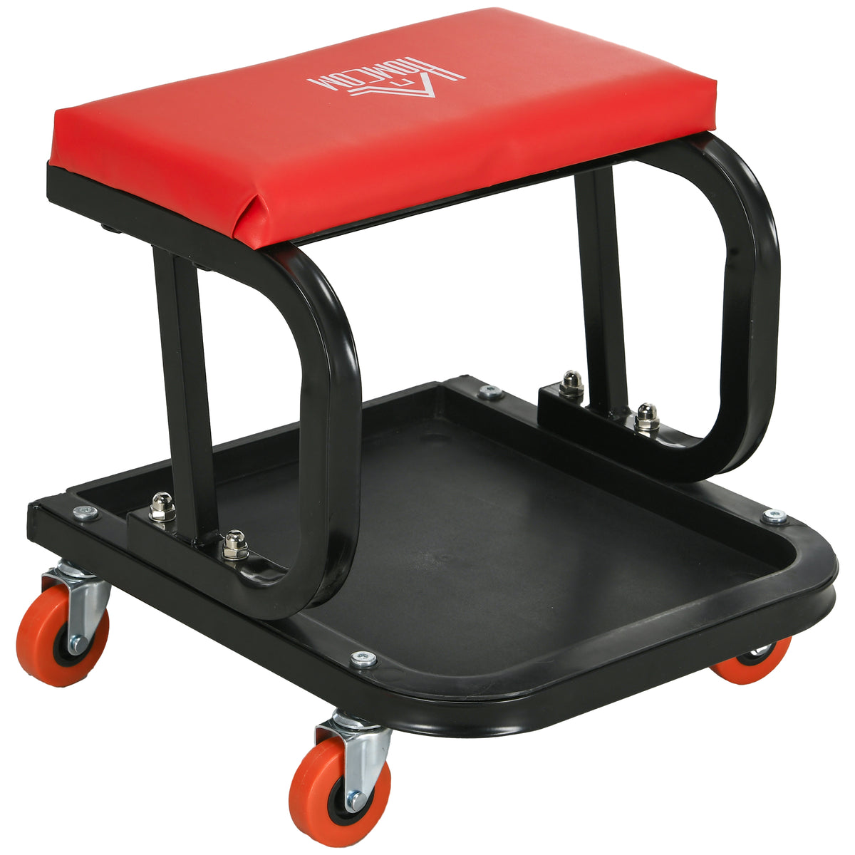 Werkplaatskruk, robuust & comfortabel, 38x35x37cm, rood/zwart