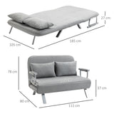 Slaapbank, tweezitsbank, logeerbed, inclusief 2 kussens, grijs (3)