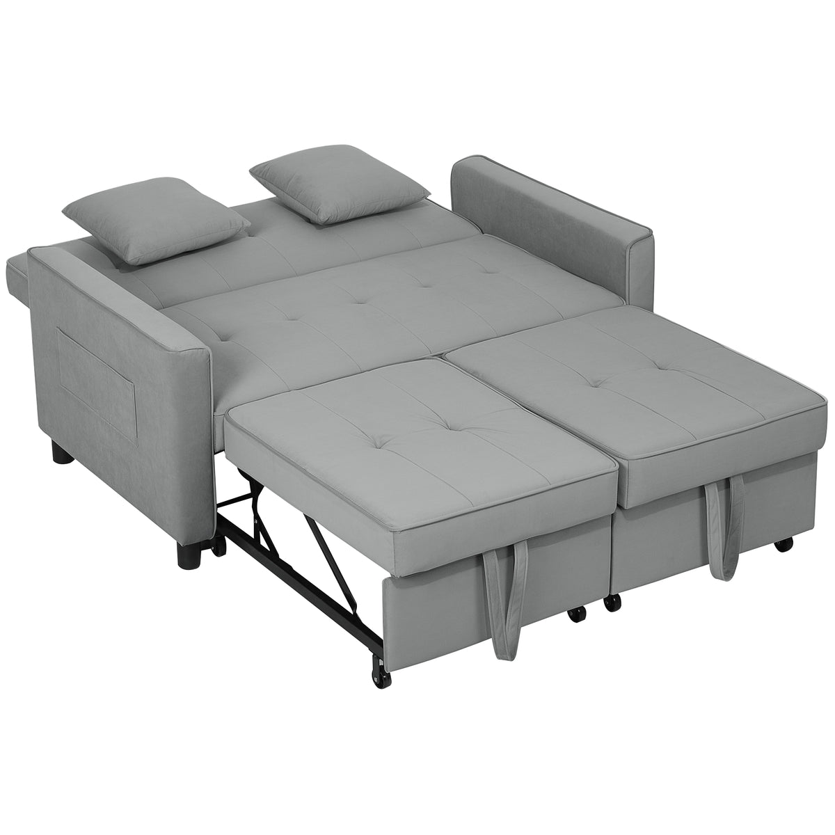 4-in-1 bank, verstelbare bank, slaapbank, met kussens, stoffen bekleding, voor woonkamer, slaapkamer, grijs