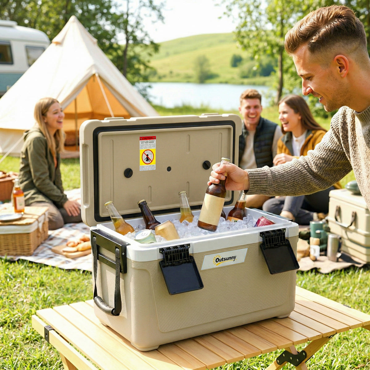Koelbox 42,6L Grote passieve thermobox tot 72 uur koeling, met PU-schuimisolatie aftapventiel handgreep (2)