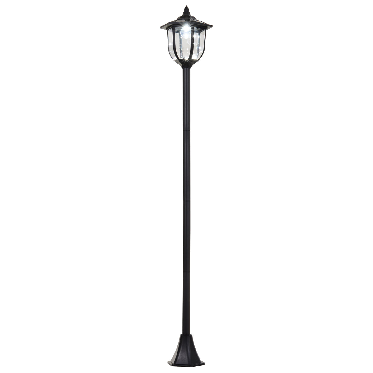 Solar LED-tuinlantaarn, lantaarn van kunststof, buitenlamp voor binnen en buiten 177 cm hoog, tuinlamp, 30/60