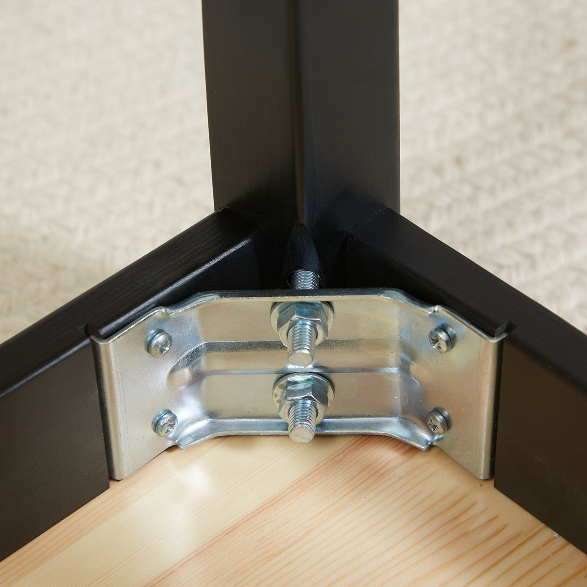 Moderne zitbank voor 2 personen, houten bank, massief hout, gelakt, natuur + zwart (10)