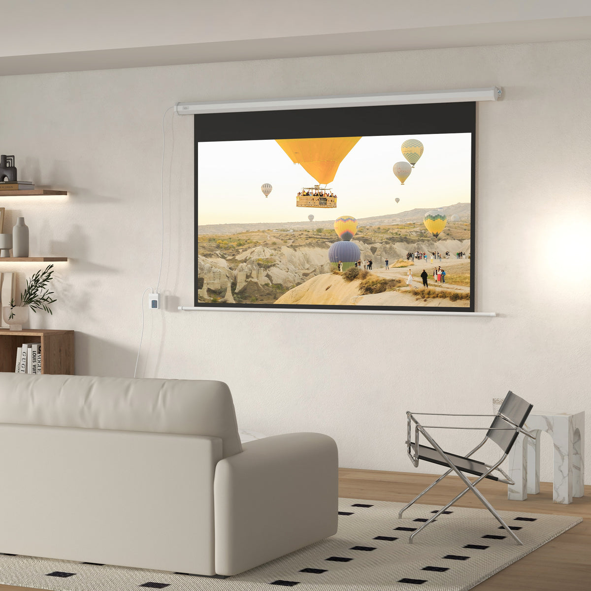 Projectiescherm, projectiescherm, 16:9, 84 inch, afstandsbediening, motor (2)