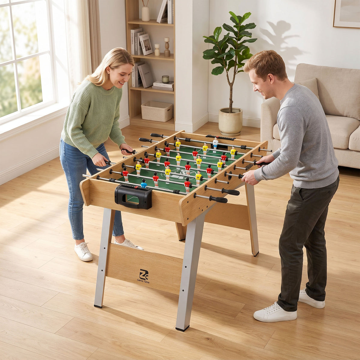 Tafelvoetbaltafel incl. 22 poppetjes, 2 ballen, antisliphandgrepen, scoreteller, schuine poten, 121x87x77cm (2)