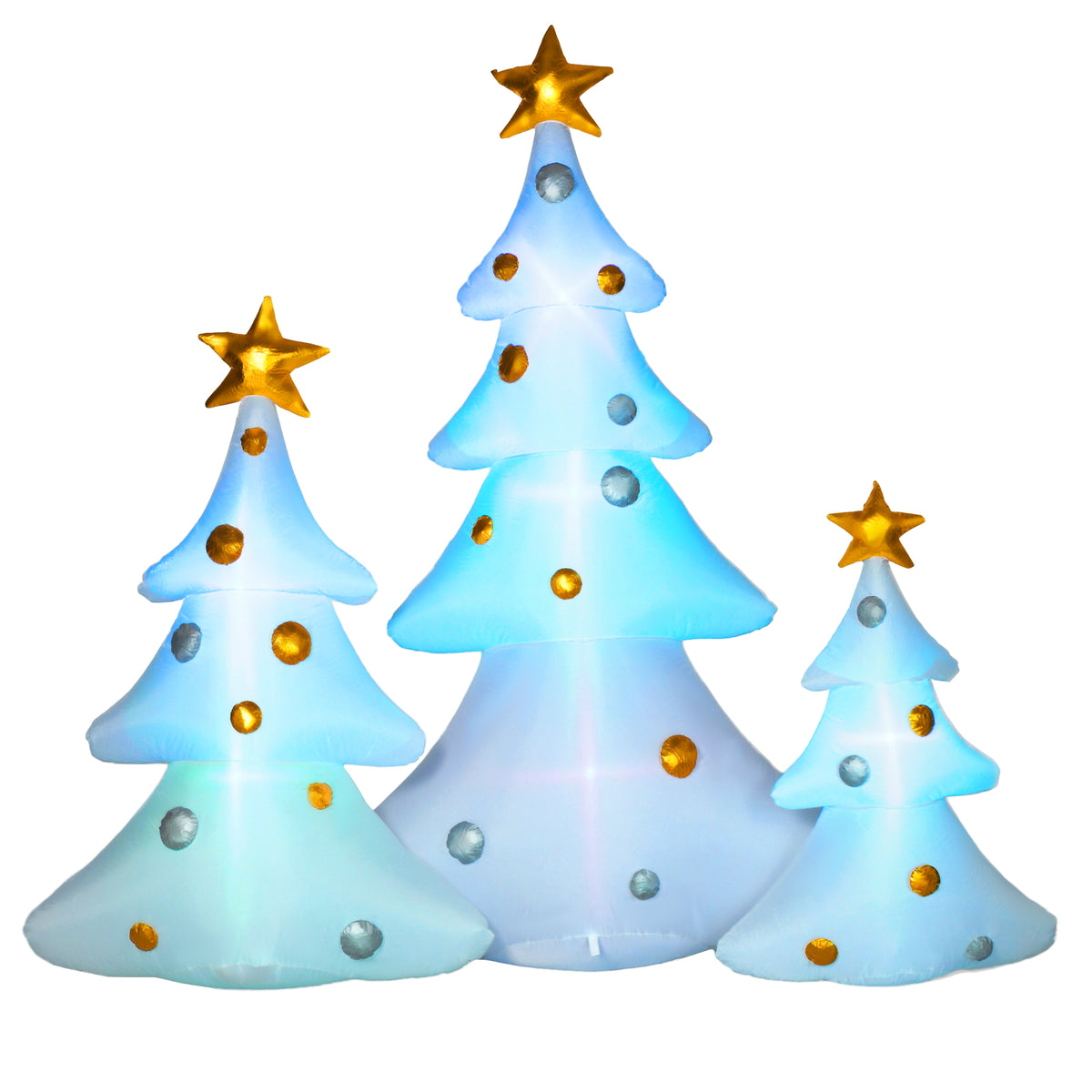 3-delige set opblaasbare kerstbomen, incl. ventilator, voor binnen en buiten, incl. bevestigingsmateriaal
