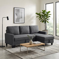 Hoekbank met slaapfunctie en opbergruimte, L-vorm slaapbank met verstelbare chaise longue, voor appartement en (8)