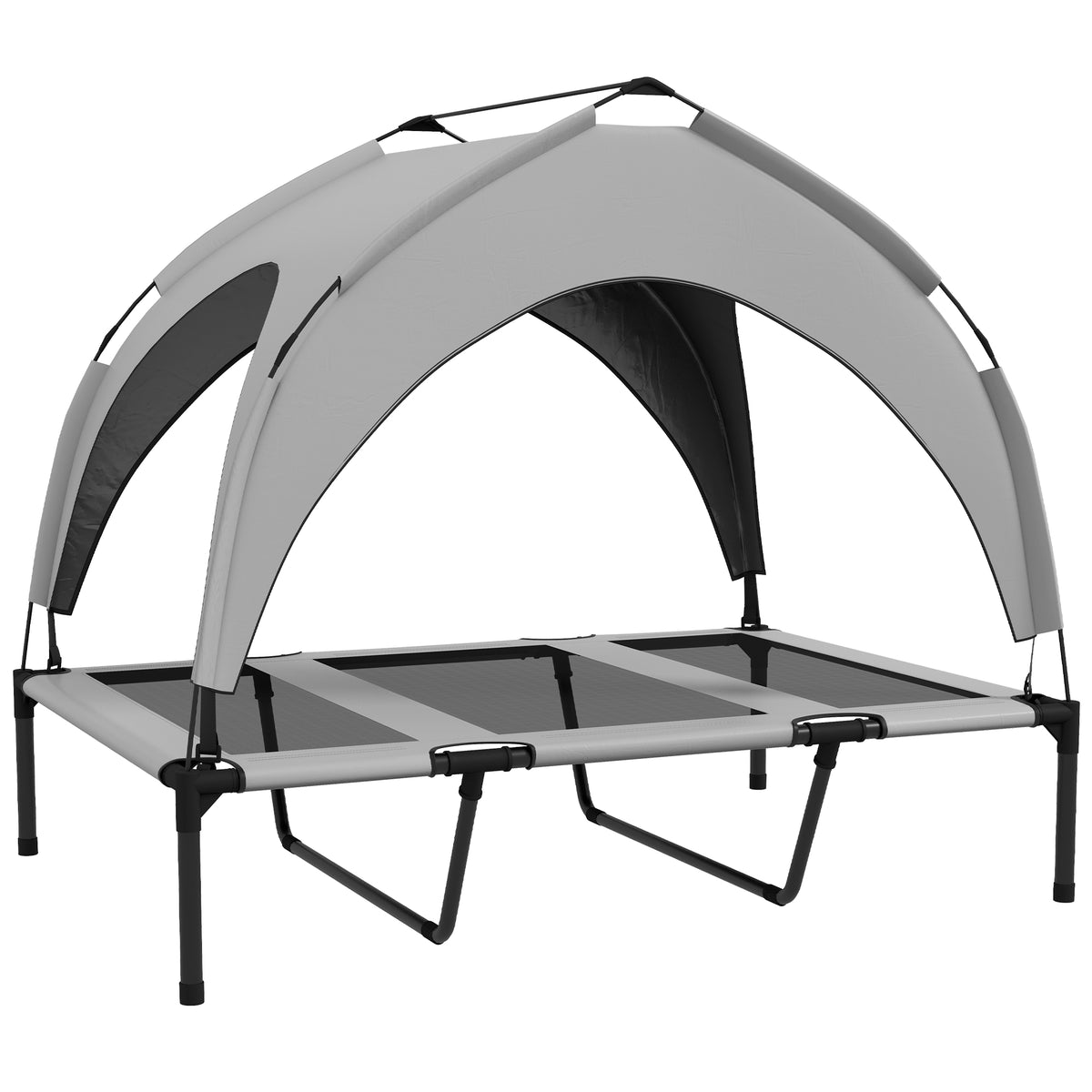 Hondenbed, outdoor-hondenbed, weerbestendig, verhoogd frame, 106 x 76 x 94 cm, lichtgrijs