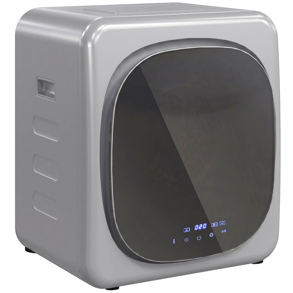 Afvoerdroger 2,5 kg met smart-modus, 800 W compacte droger met roestvrijstalen trommel, zilver