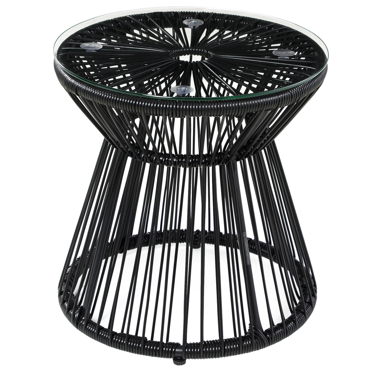 Tuintafel in boho-stijl, weerbestendig, PE-rotan, 40 cm x 40 cm x 42 cm, zwart