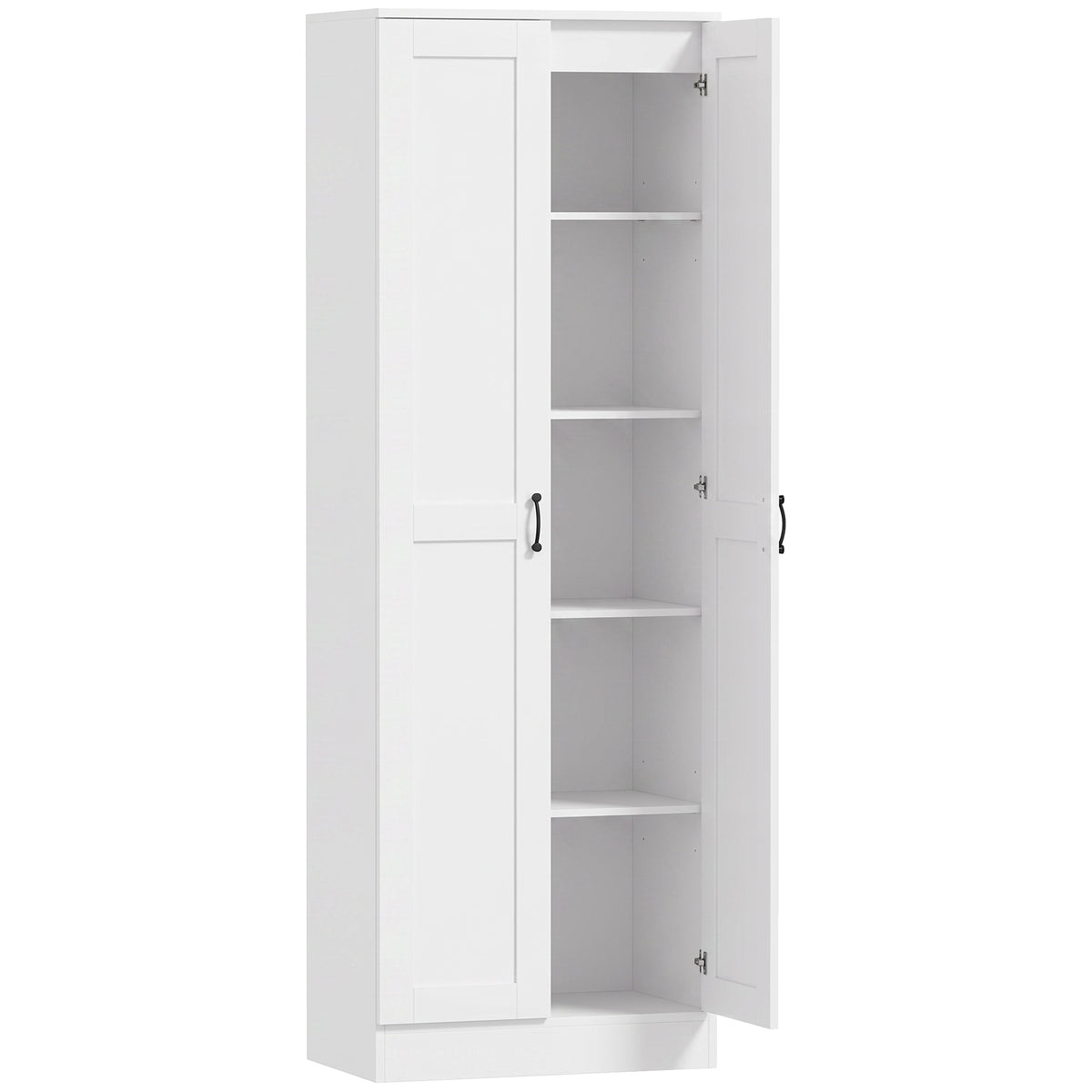 Voorraadkast 175 cm met opbergruimte, keukenkast met soft-close deuren en verstelbare legplanken, wit