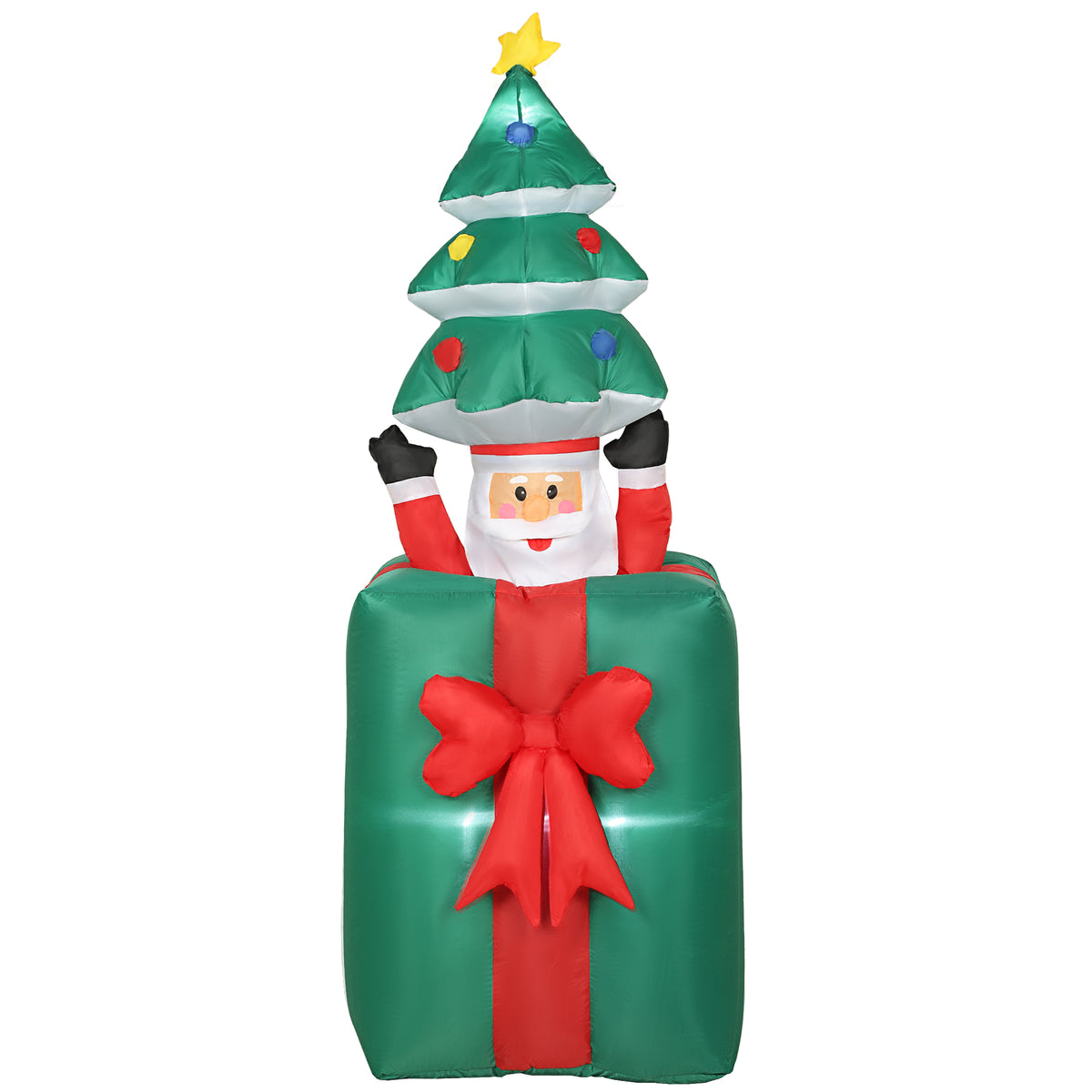 Opblaasbare kerstdecoratie met ledverlichting, polyester, voor binnen en buiten, rood+groen