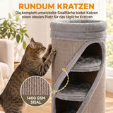 Krabton 75 cm hoog Ø 35 cm 4-laagse kattenmand met 3 holen, afneembaar wasbaar pluche bed sisal-kraboppervlak (5)