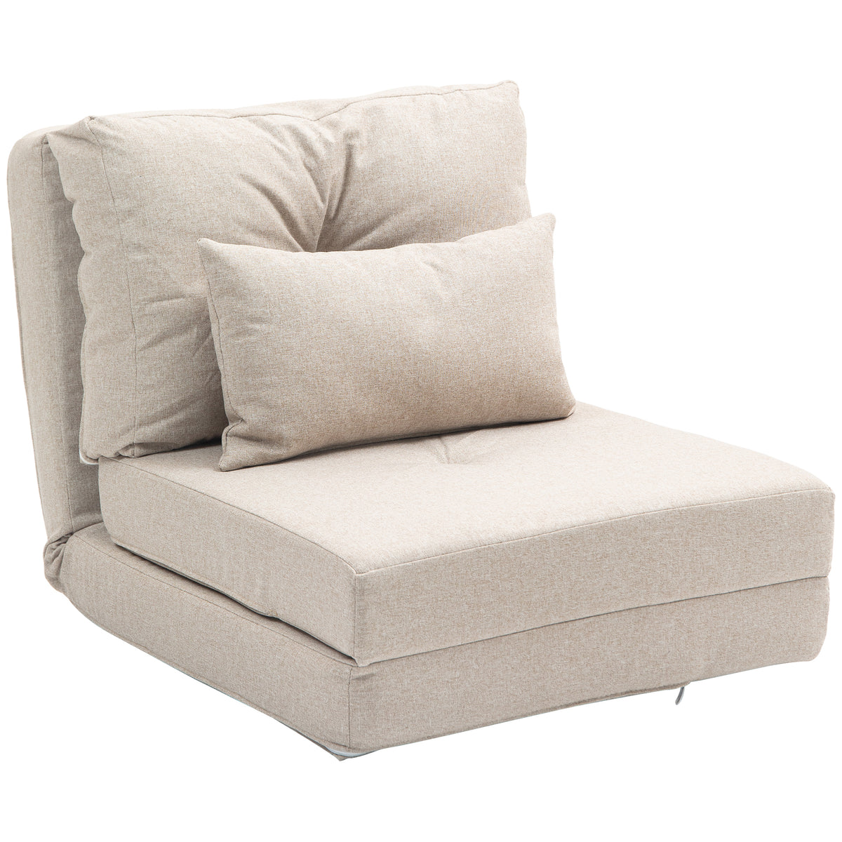 Vloerstoel opvouwbaar matras slaapmat, 2-in-1-design, afneembaar kussen, 60 x 80 x 56 cm, beige