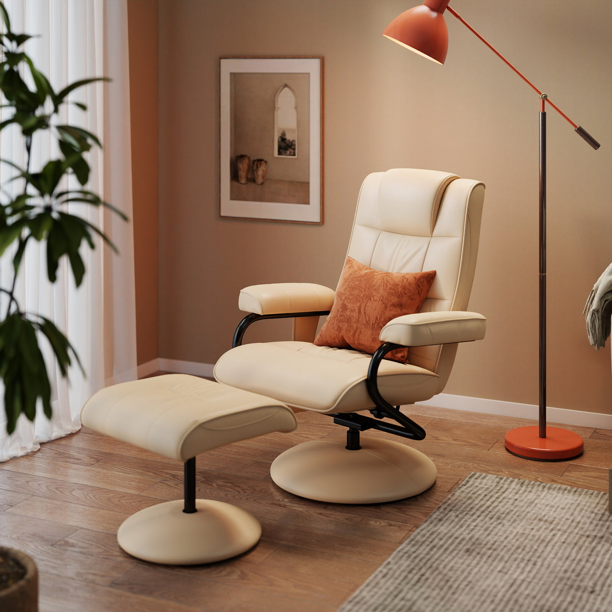 Massagestoel met voetenbank, draaibare relaxfauteuil met massagefunctie, elektrische tv-fauteuil met ligfunctie (2)