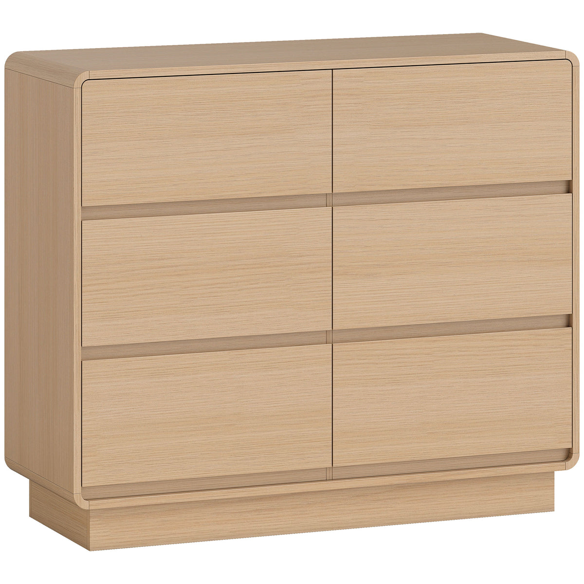 100 cm dressoir, buffetkast met 6 lades, ladekast voor keuken, woonkamer, eetkamer, natuurlijk hout