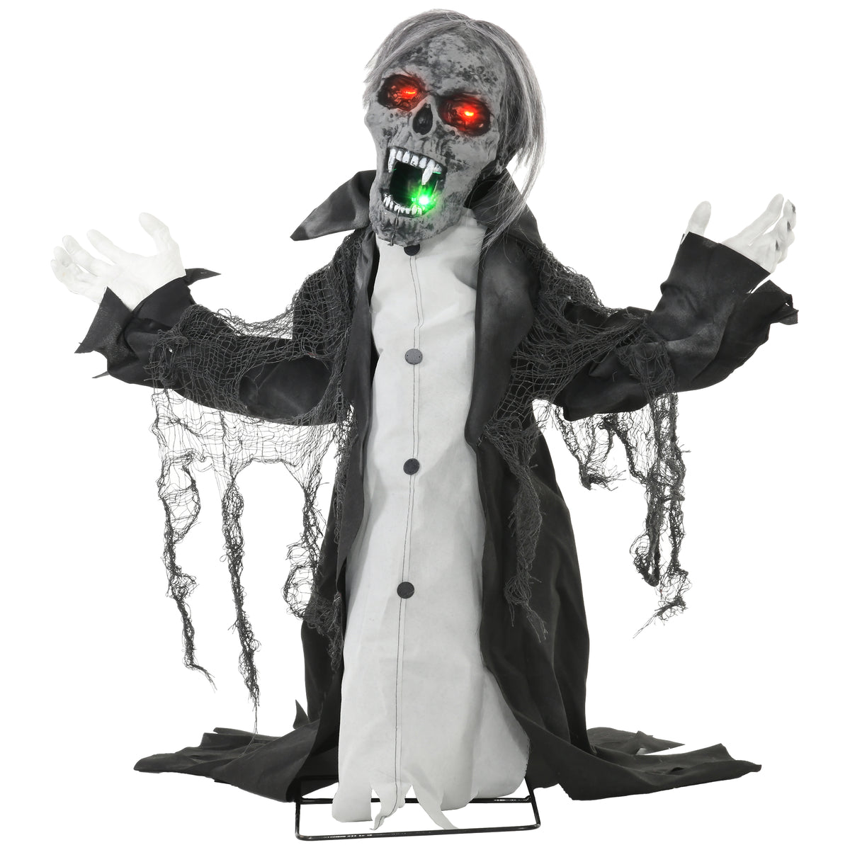 Halloweendecoratie, skelet/zombie, beweegbaar, bewegingssensor, leds & geluid, 75 cm
