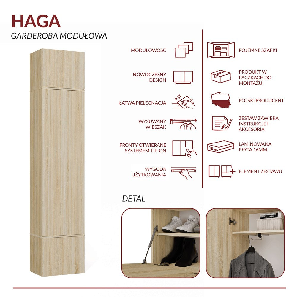 Garderobe Schrank HAGA 1SZ EICHE SONOMA – Produktabbildung 8