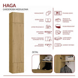 Garderobe Schrank HAGA 1SZ EICHE ARTISAN – Produktabbildung 8