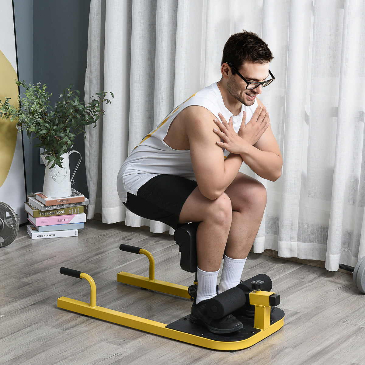 Sissy Squat-kniebuigtrainer beentrainer buik- en bilspiertrainer 3-in-1 trainer verstelbaar tot 120 kg staal (2)