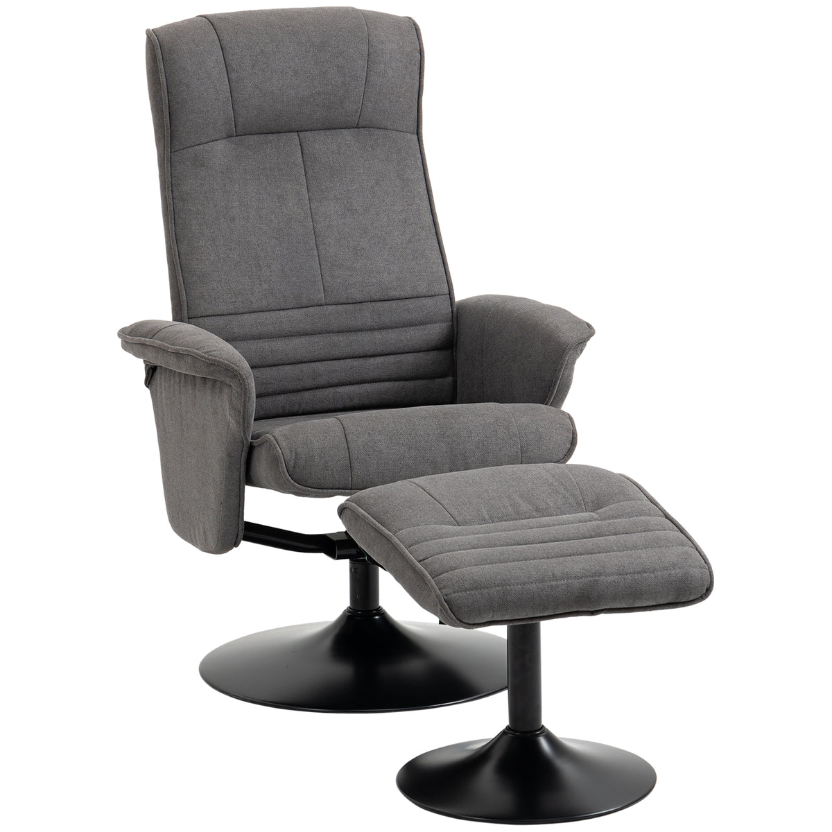 Relaxfauteuil met voetenbank, verstelbare rugleuning, 69 cm x 71 cm x 104 cm, donkergrijs + zwart