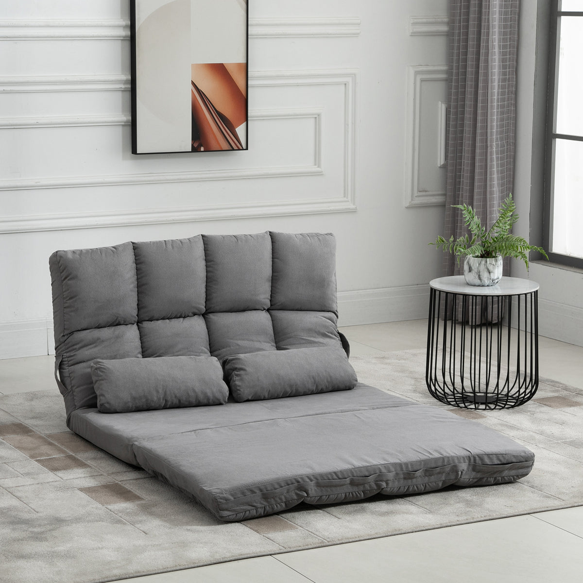 Vloerstoel vloerfauteuil met ligfunctie, verstelbare rugleuning, zitkussen, relaxfauteuil voor tv-kijken, lezen (2)