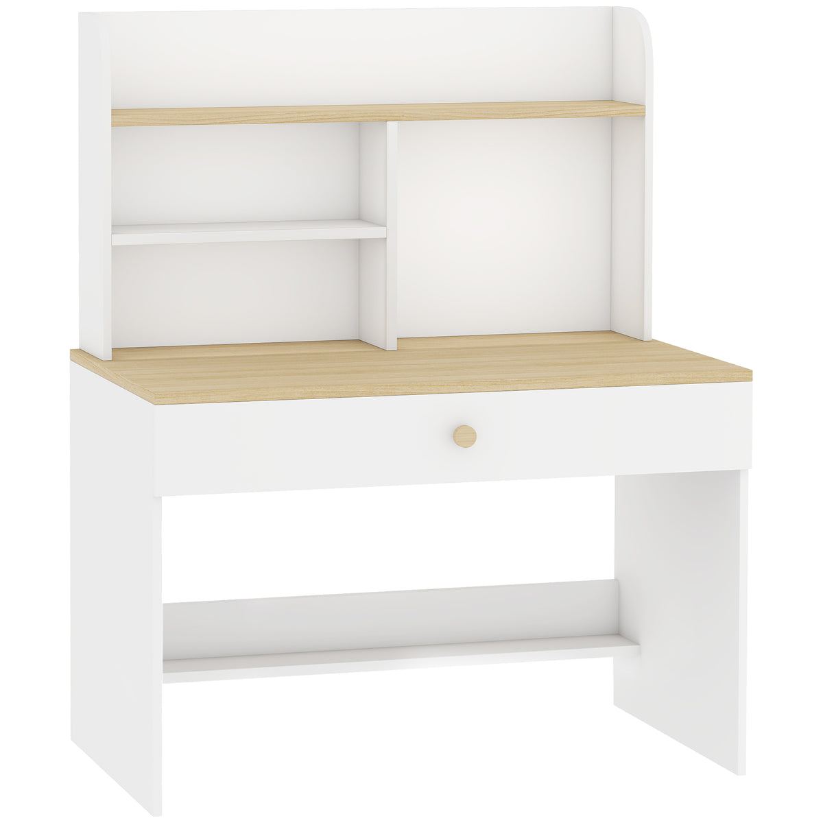 Kinderschrijftafel kinderbureau met lade boekenplank opbergruimte voor kinderen 3-8 jaar, 80 x 50 x 100 cm wit