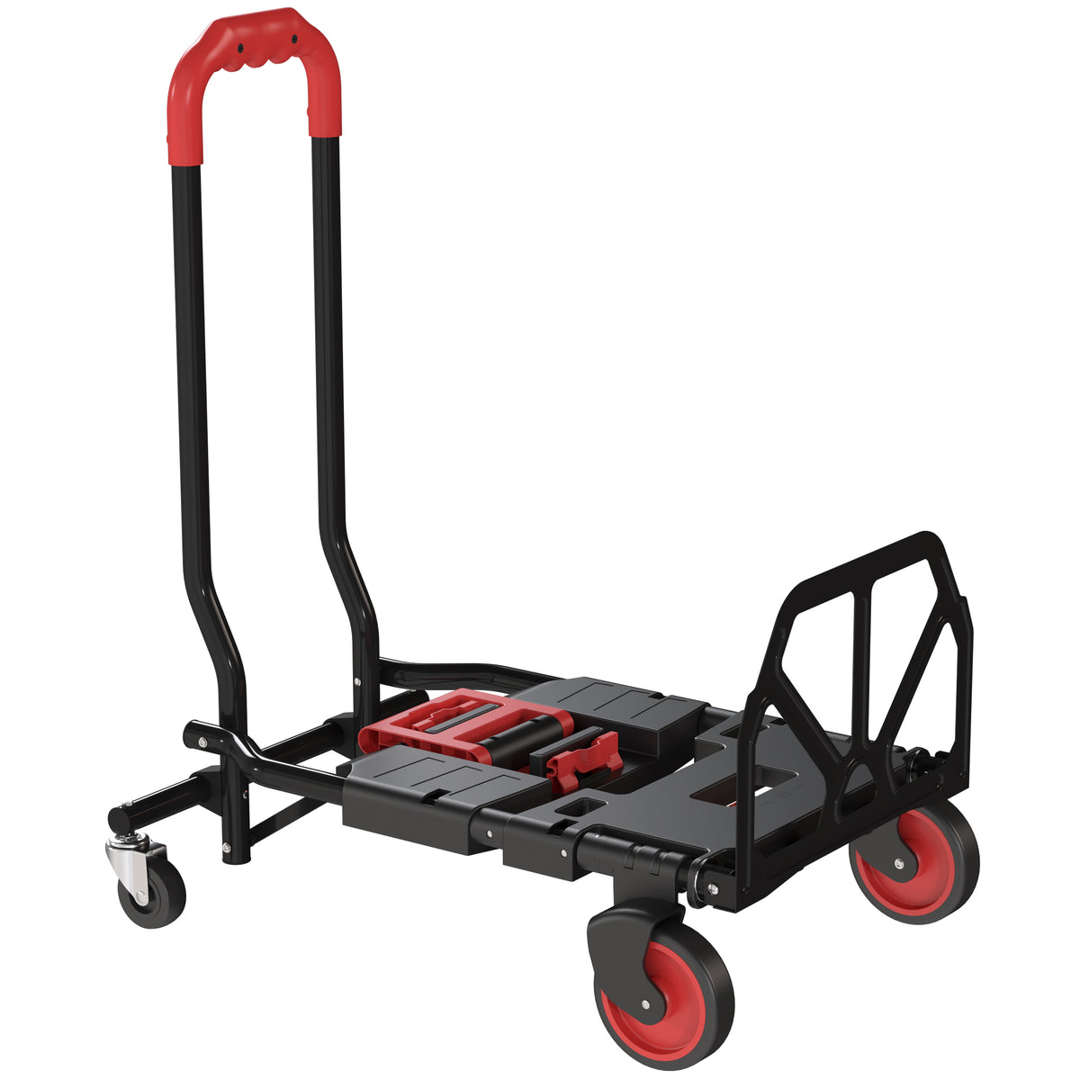 2-in-1 platformwagen steekwagen inklapbaar transportwagen met zwenkwielen, handgreep, staal tot 120 kg