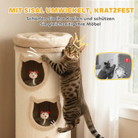 Krabton, 96 cm, 4-laagse kattentoren met wasbaar bed, 3 slaapholen, hangend speelgoed, voor meerdere katten (5)