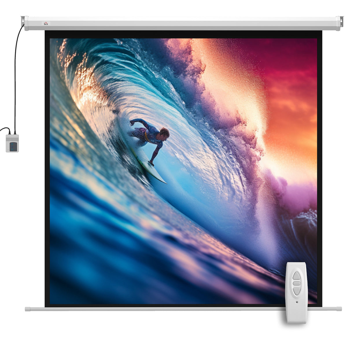 Projectiescherm 176,5 x 176,5 cm 85 inch 1:1 HD 4K rolscherm voor thuisbioscoop voor thuisbioscoop