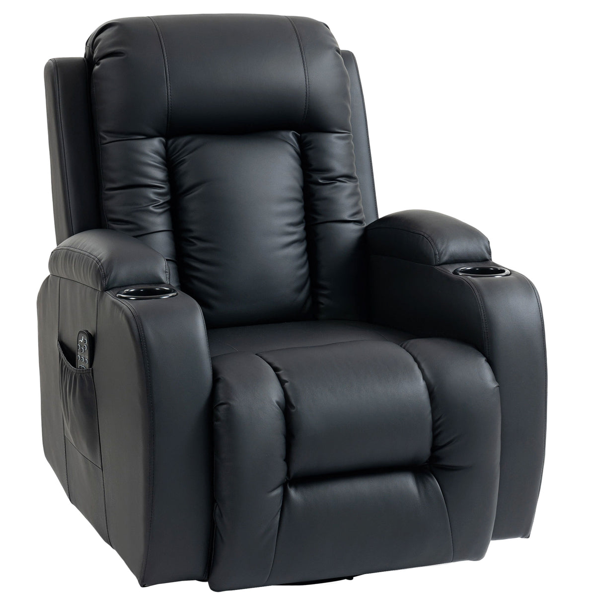 Massagestoel met schommelfunctie, ligstand & warmtefunctie, 3 standen, draaibaar, zwart