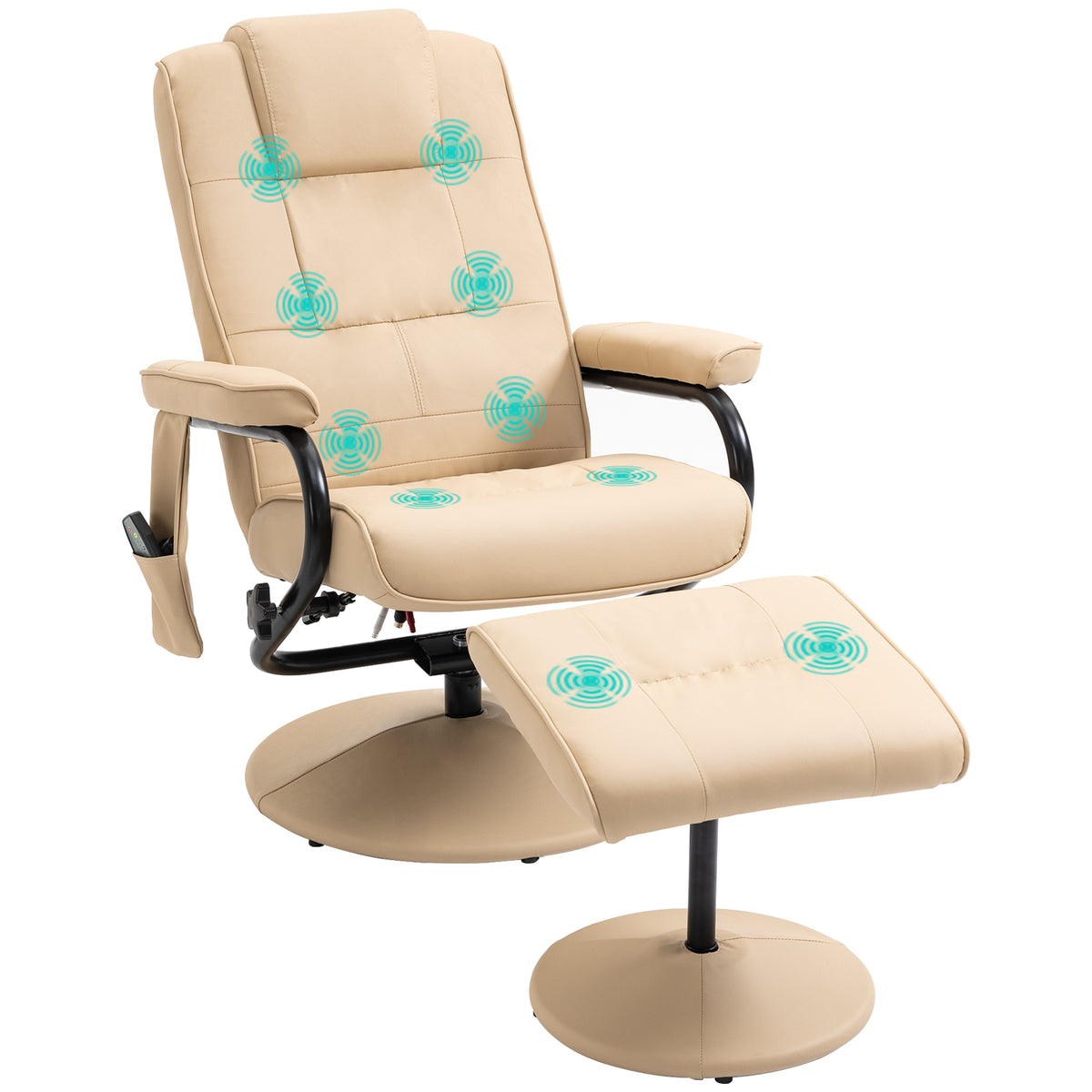 Massagestoel met voetenbank, draaibare relaxfauteuil met massagefunctie, elektrische tv-fauteuil met ligfunctie
