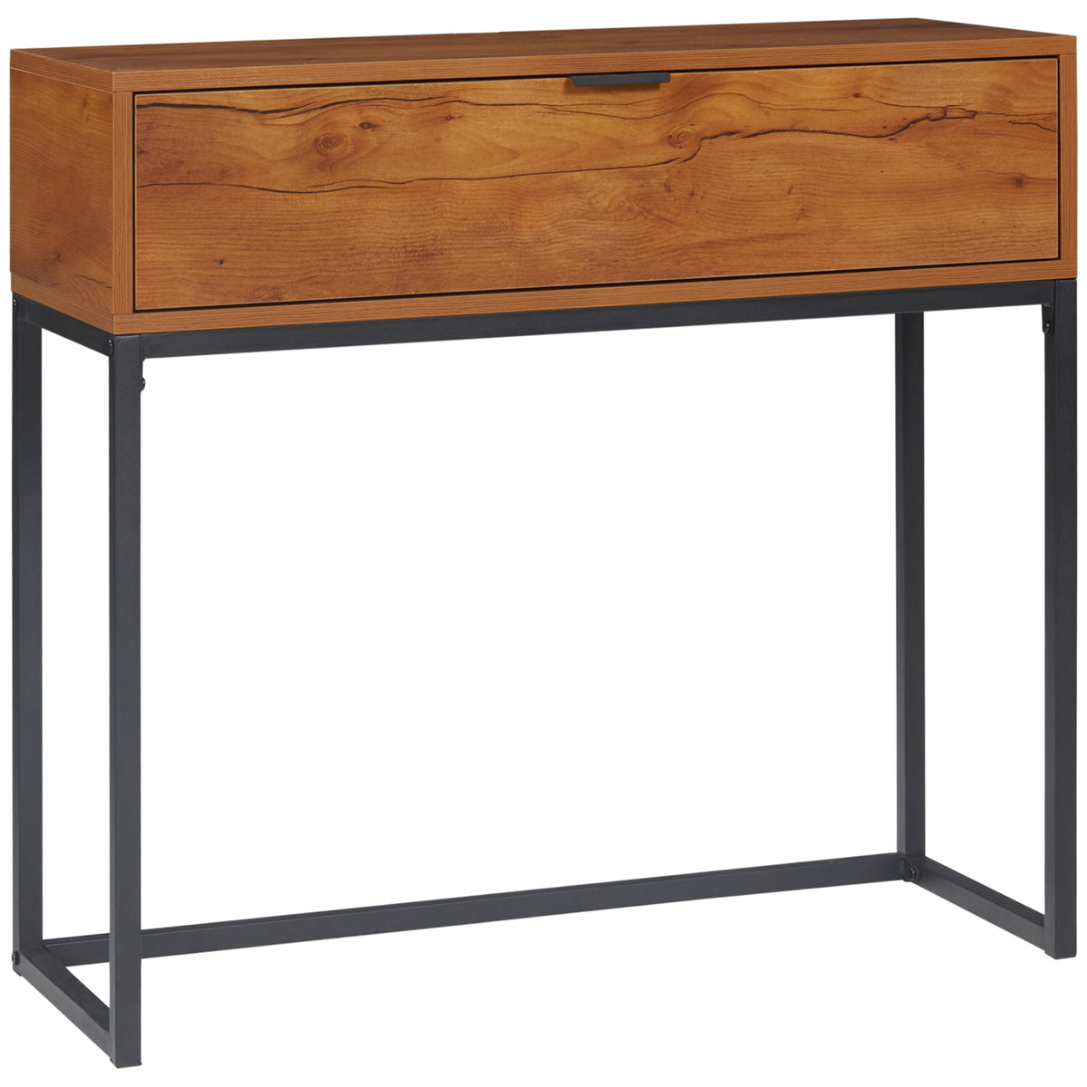 Sidetafel in industrieel design, bijzettafel, dressoir, 1 lade, bruin + zwart