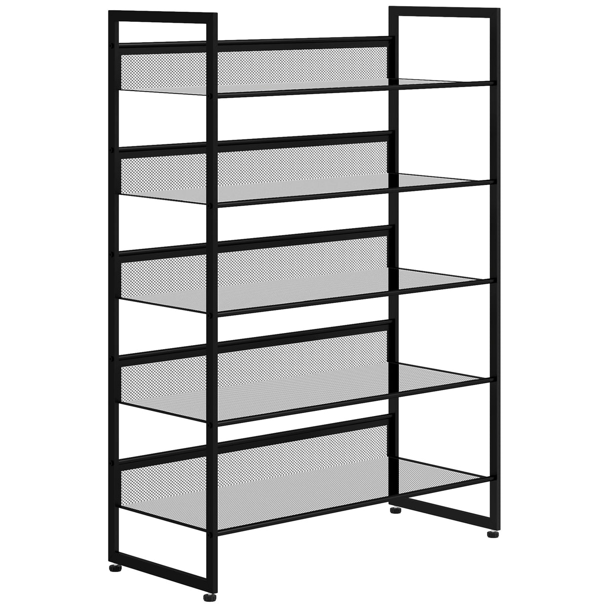 Schoenenrek schoenenplank schoenenstandaard, 5 planken, 72 cm x 30 cm x 102 cm, zwart